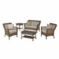 W Unlimited Modern Concept Faux Sea Grass Resin Rattan Patio Set, Brown - Set of 5 SW1716SET5